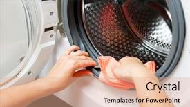  Presentation with hand washing - Audience pleasing slides consisting of photo of female hands wiping backdrop and a coral colored foreground