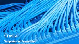  Presentation with data center - PPT theme enhanced with network cables connected to switch background and a teal colored foreground