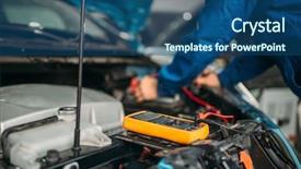  Presentation with checks - Beautiful PPT theme featuring wire auto - car electrician checks the battery backdrop and a ocean colored foreground