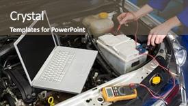  Presentation with mechanic repair - Presentation theme enhanced with wire auto - mechanic using diagnostic tool background and a  colored foreground