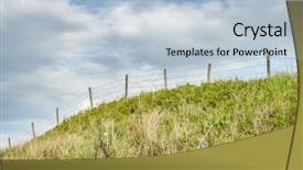  Presentation with barbed wire fence prison concept - Cool new PPT theme with wire fence in nebraska sandhill backdrop and a light blue colored foreground