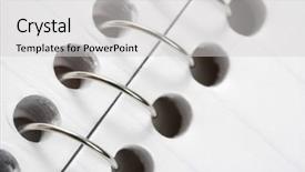  Presentation with spiral notebook - PPT theme consisting of wire in spiral bound notebook background and a light gray colored foreground