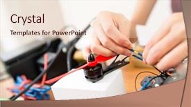  Presentation with connecting - PPT layouts featuring wire on drone body background and a  colored foreground