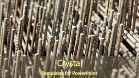  Presentation with reinforcement steel - Presentation theme enhanced with wire rod - closeup of steel reinforcement mesh background and a  colored foreground