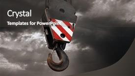  Presentation with crane hook - Presentation having heavy lifting - crane hook background and a dark gray colored foreground