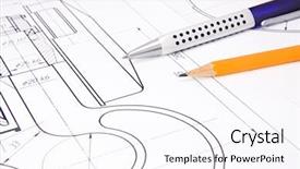  Presentation with drafting - Beautiful presentation theme featuring mechanical pulleys - drafting of crane hook backdrop and a sky blue colored foreground