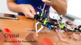  Presentation with drone - Slide deck having wired body - installation of drone background and a  colored foreground