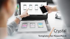  Presentation with web design - Beautiful slide deck featuring wireframe - app design technology and business backdrop and a light gray colored foreground