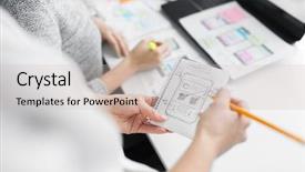  Presentation with notebook design - Presentation theme consisting of wireframe - app design technology and business background and a soft green colored foreground