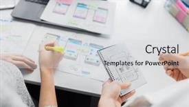  Presentation with notebook design - PPT layouts having wireframe - app design technology and business background and a light gray colored foreground