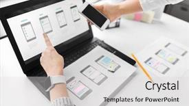  Presentation with web design - Slides enhanced with wireframe - app design technology and business background and a light gray colored foreground