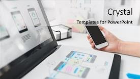  Presentation with web design - Beautiful PPT layouts featuring wireframe - app design technology and business backdrop and a light gray colored foreground