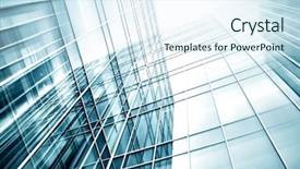  Presentation with modern building - Audience pleasing presentation design consisting of wireframe - modern glass silhouettes of building backdrop and a sky blue colored foreground