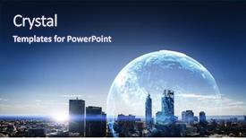  Presentation with wireless power transmission technology - Beautiful PPT layouts featuring wireframe - wireless technologies and business city backdrop and a navy blue colored foreground