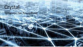  Presentation with wireless communication - Colorful slide deck enhanced with wireless communication and networking backdrop and a light blue colored foreground