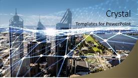  Presentation with wireless communication - Audience pleasing PPT theme consisting of wireless communication and networking backdrop and a  colored foreground