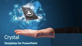  Presentation with healthcare technology cloud - Slide set featuring wireless communication concept - businessman presenting cloud technology background and a  colored foreground