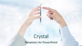  Presentation with human robot hands - Amazing slide deck having wireless communication concept - close up of human hands backdrop and a sky blue colored foreground