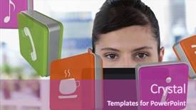  Presentation with composite - Beautiful theme featuring wireless communication medical application - digital composite of businesswoman holding backdrop and a violet colored foreground