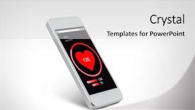  Presentation with wireless communication - Slide set enhanced with wireless communication medical application - white smarthphone with red heart background and a  colored foreground