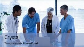  Presentation with healthcare workers - Slide deck having wireless communication technology medical - front view of confident multi background and a teal colored foreground