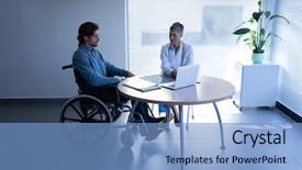  Presentation with mature female surgeon - Cool new theme with wireless communication technology medical - front view of mature caucasian backdrop and a light blue colored foreground