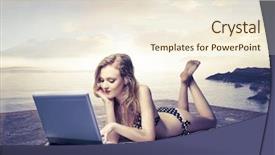  Presentation with beautiful black women smiling - Amazing PPT layouts having wireless communincation - smiling beautiful young woman backdrop and a cream colored foreground