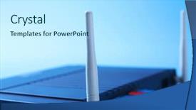  Presentation with cables - Slide deck with wireless computer router with cables background and a  colored foreground