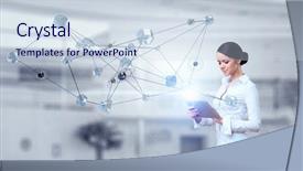  Presentation with blue eyes technology high tech - Beautiful slide deck featuring wireless connection and high tech backdrop and a sky blue colored foreground