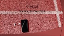  Presentation with running tracks - Presentation with wireless-earbuds-lying-on-red background and a red colored foreground