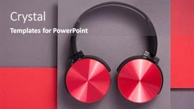  Presentation with wireless - PPT layouts enhanced with wireless-earphones-or-headphones background and a gray colored foreground