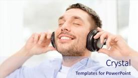  Presentation with free music - Audience pleasing presentation theme consisting of wireless free - technology music and happiness concept backdrop and a sky blue colored foreground