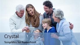  Presentation with man looking up happy - Amazing theme having wireless generation - happy family looking in phone backdrop and a light blue colored foreground