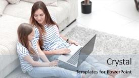  Presentation with pregnant mother fetus women - Beautiful theme featuring wireless generation - mother and daughter sitting backdrop and a light blue colored foreground