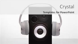  Presentation with speaker - PPT layouts with wireless-headphone-and-speaker-isolate background and a white colored foreground