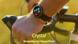  Presentation with heart rate monitor - Slide deck featuring wireless health monitoring - man riding a bike background and a tawny brown colored foreground