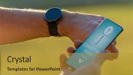  Presentation with heart rate monitor - PPT layouts enhanced with wireless health monitoring - man riding a bike background and a gold colored foreground