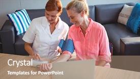  Presentation with monitoring - Audience pleasing PPT theme consisting of wireless health monitoring patients - nurse measuring the blood pressure backdrop and a  colored foreground