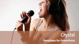  Presentation with grey change the job - Slide deck with open mic - excited girl signing isolated background and a coral colored foreground