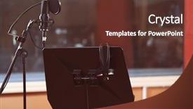  Presentation with recording studio - Slide set consisting of abrorption - microphone in recording studio background and a tawny brown colored foreground