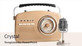  Presentation with retro radio - Slides featuring retro radio and microphone isolated background and a coral colored foreground