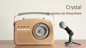  Presentation with retro radio - Slides enhanced with broadcasting news style - retro radio and microphone background and a sky blue colored foreground