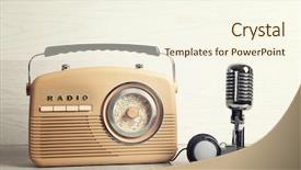  Presentation with retro radio - Audience pleasing presentation theme consisting of retro radio headphones and microphone backdrop and a cream colored foreground