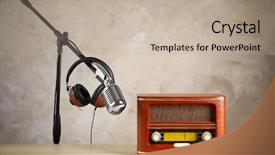  Presentation with retro radio - Amazing slides having retro radio headphones and microphone backdrop and a mint green colored foreground