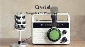  Presentation with retro radio - PPT layouts consisting of retro radio headphones and microphone background and a soft green colored foreground