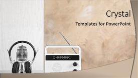  Presentation with retro radio - Presentation theme with retro radio headphones and microphone background and a lemonade colored foreground