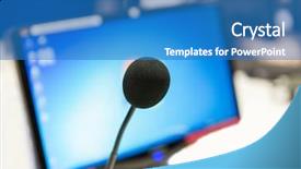  Presentation with radio station - PPT layouts consisting of planograms - technology electronics and audio equipment background and a teal colored foreground