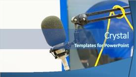  Presentation with radio station - Theme consisting of planograms - technology electronics and audio equipment background and a  colored foreground