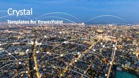  Presentation with signal - Colorful theme enhanced with wireless signal over cityscape backdrop and a  colored foreground