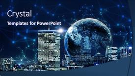  Presentation with 5g wireless technology - Slide set with wireless-technologies-and-business-city background and a navy blue colored foreground